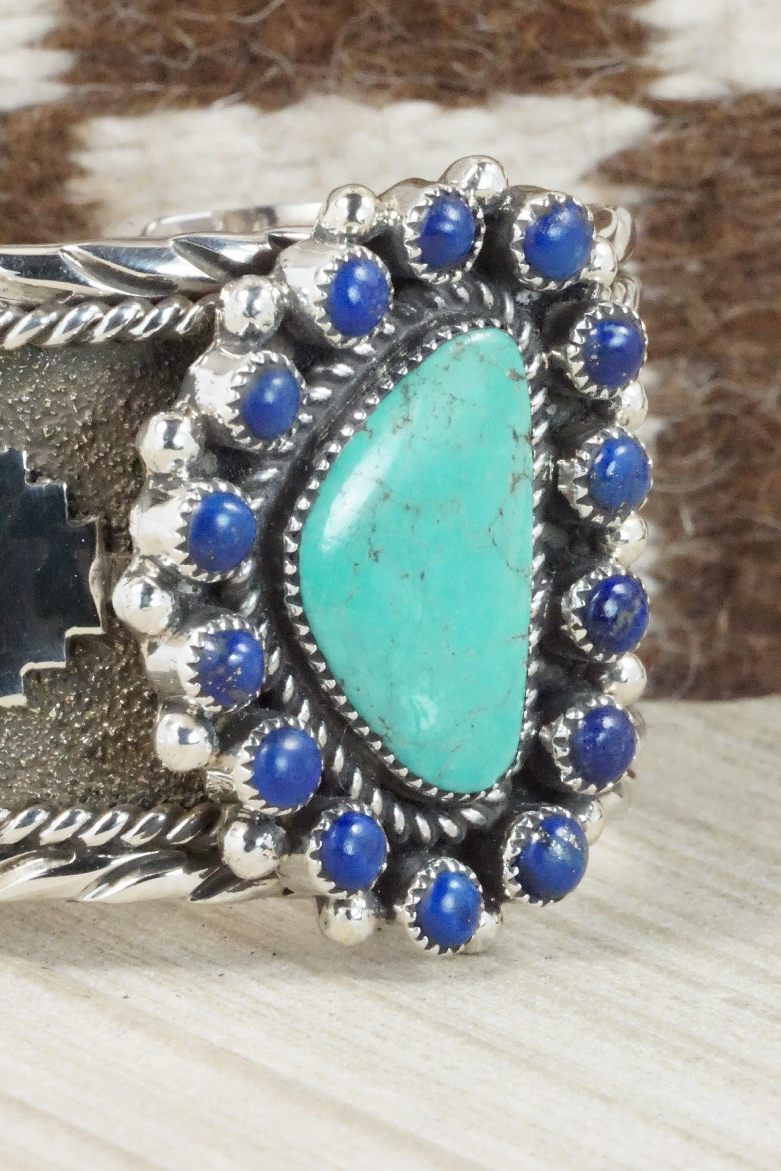 Turquoise, Lapis & Sterling Silver Bracelet - Sandra Parkett