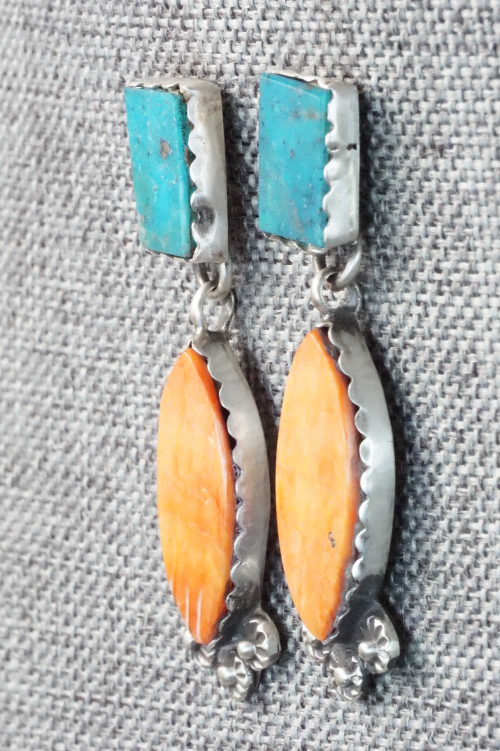 Turquoise, Spiny Oyster & Sterling Silver Earrings - Selina Warner