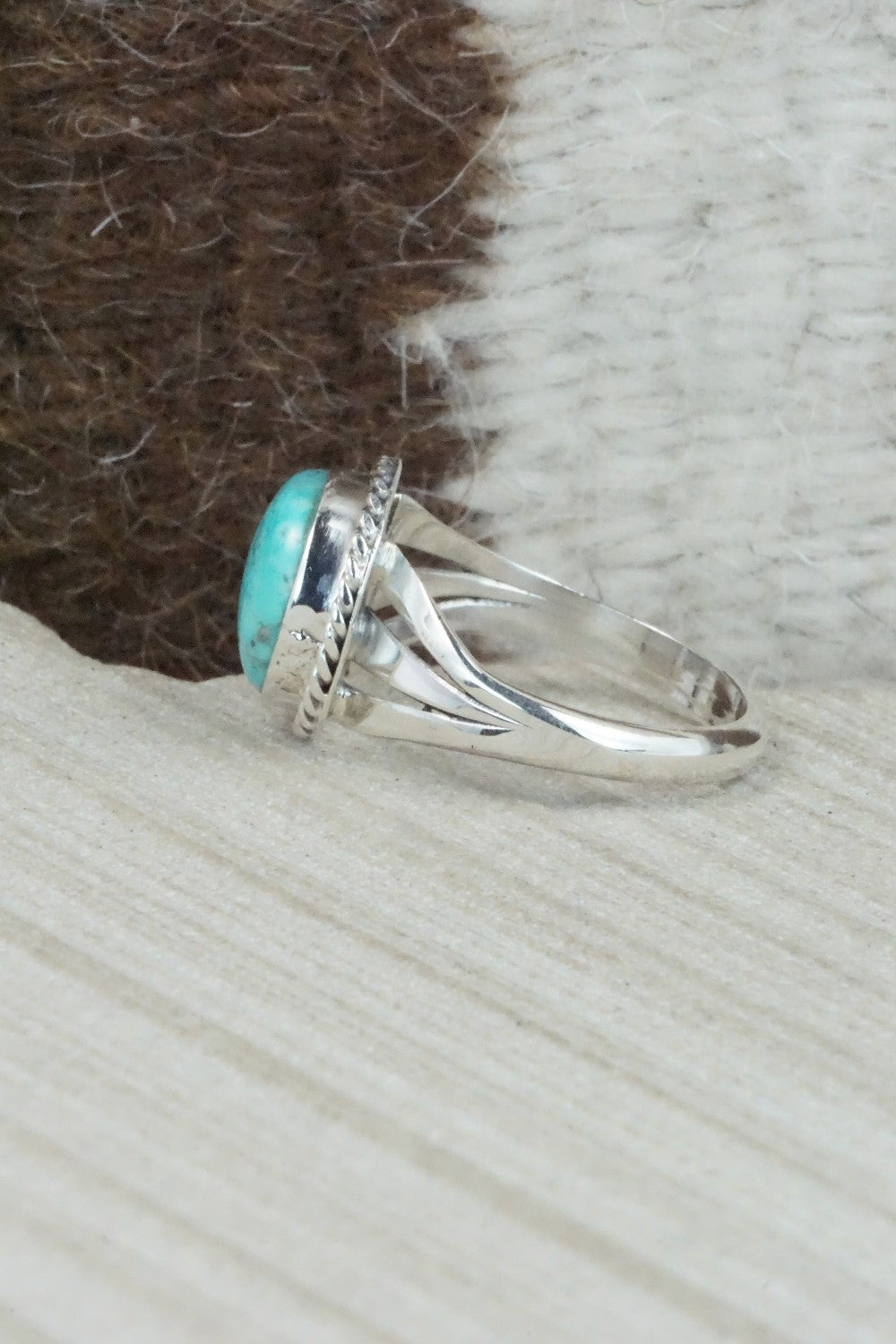 Turquoise & Sterling Silver Ring - Jamie Saunders - Size 10.5