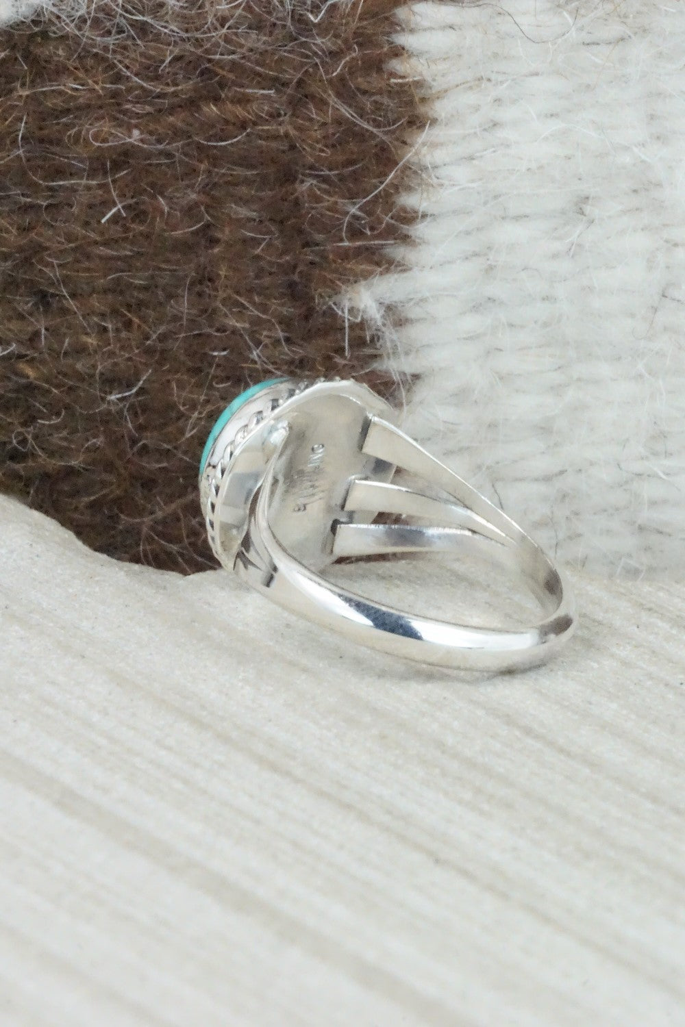 Turquoise & Sterling Silver Ring - Jamie Saunders - Size 10.5