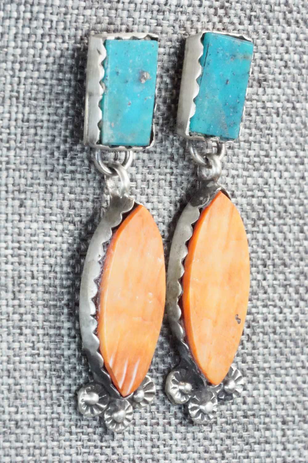 Turquoise, Spiny Oyster & Sterling Silver Earrings - Selina Warner