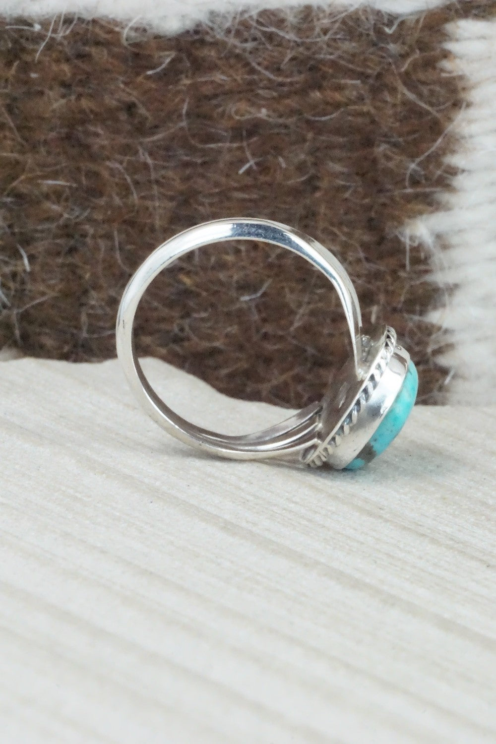 Turquoise & Sterling Silver Ring - Jamie Saunders - Size 10.5