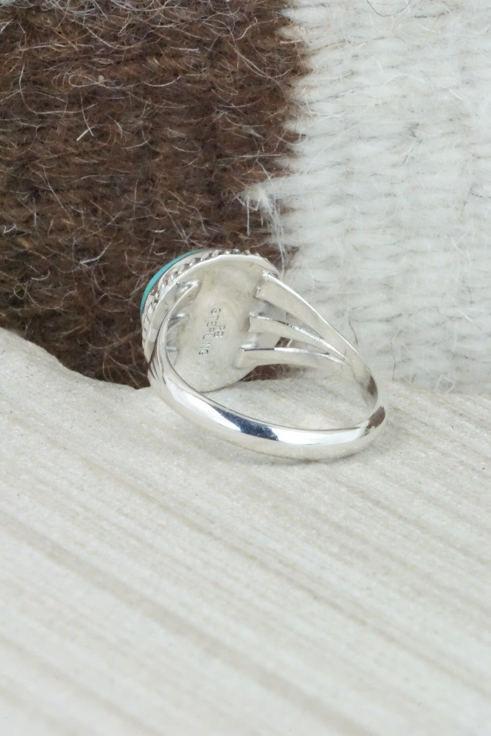 Turquoise & Sterling Silver Ring - Jamie Saunders - Size 10.5