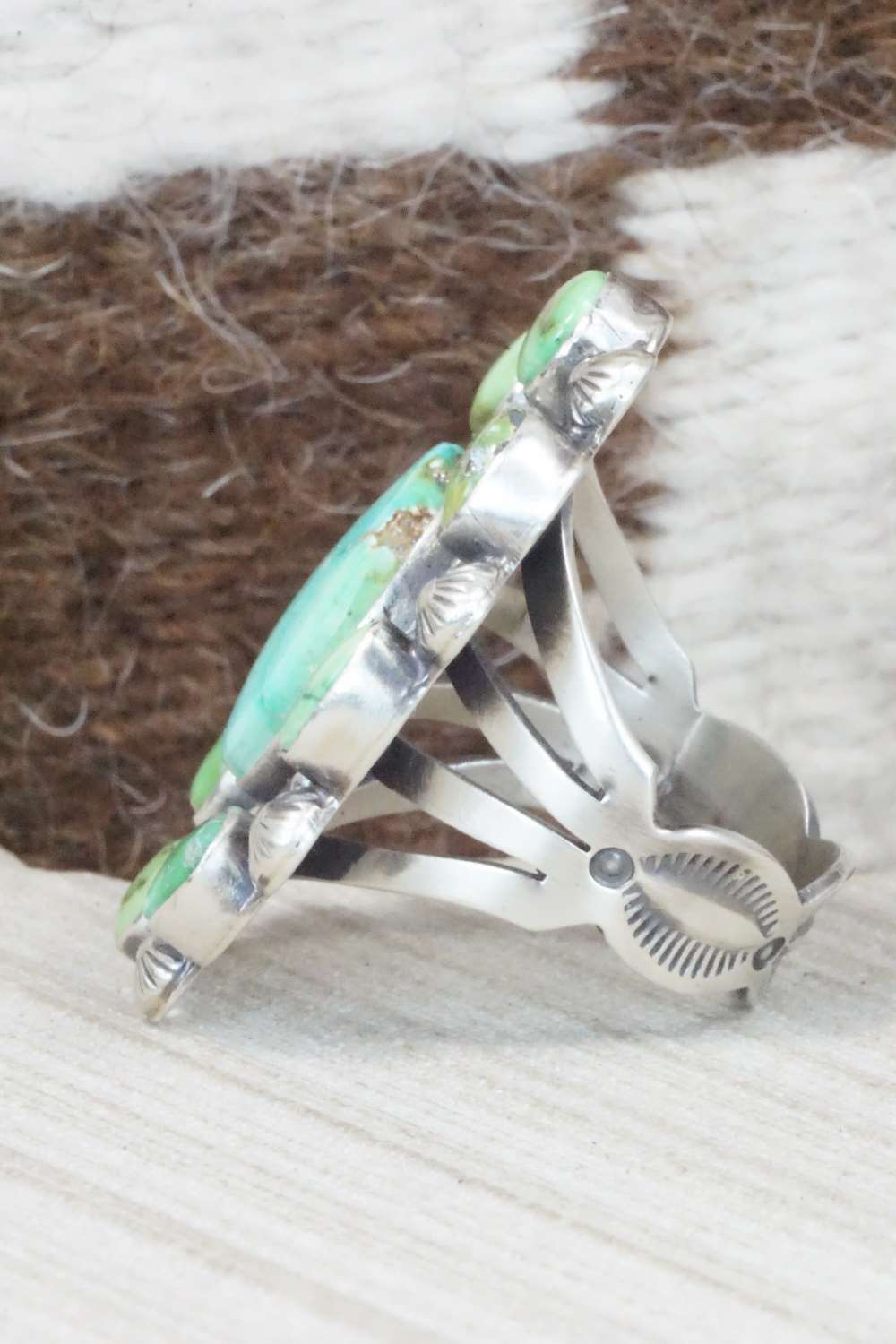 Turquoise & Sterling Silver Ring - Tom Lewis - Size 9.75
