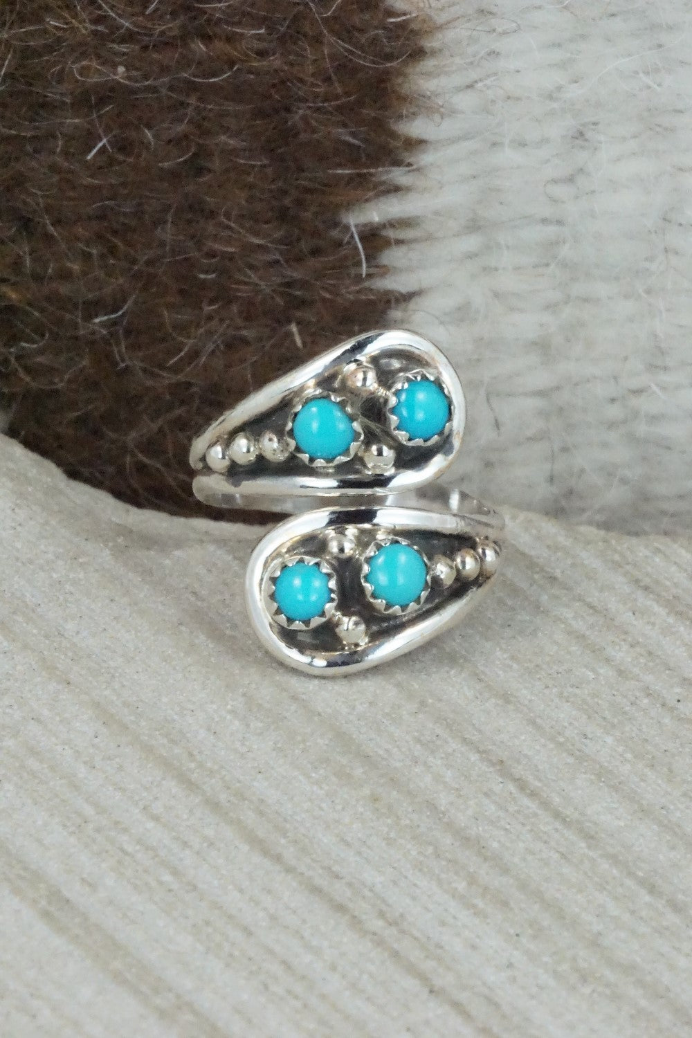Turquoise & Sterling Silver Ring - Genevieve Francisco - Size 8