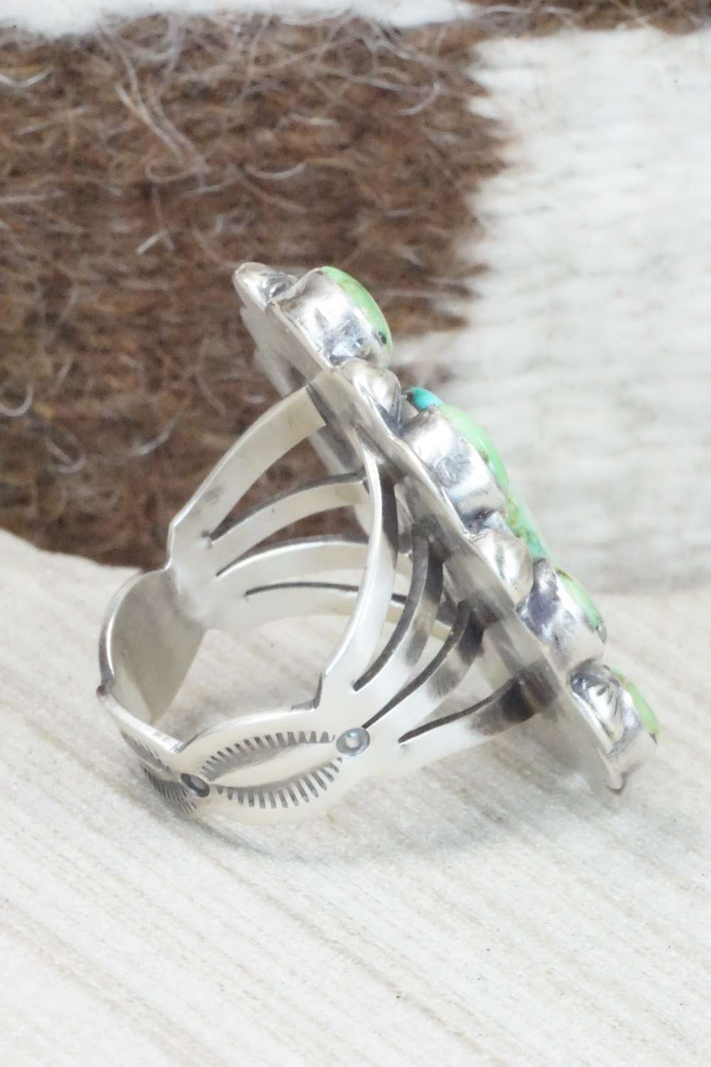 Turquoise & Sterling Silver Ring - Tom Lewis - Size 9.75