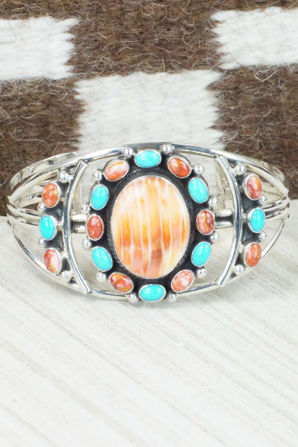 Multi Stone & Sterling Silver Bracelet - Roberta Begay