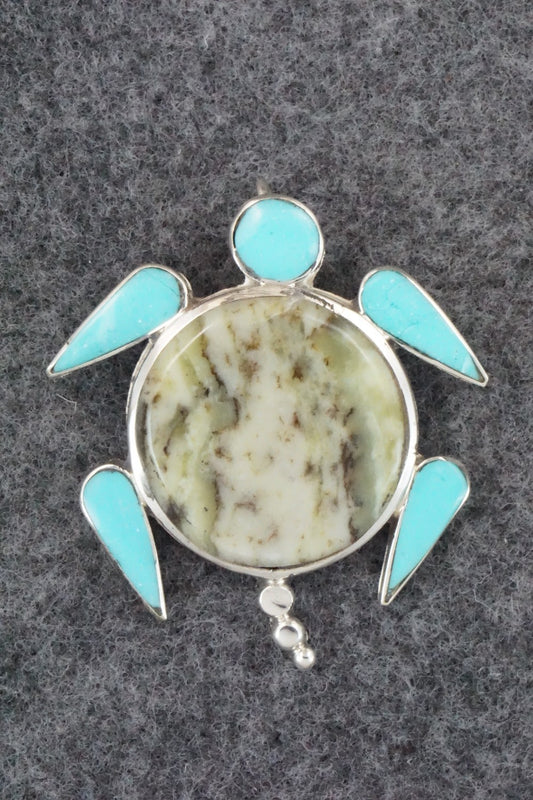 Turquoise and Sterling Silver Pendant & Pin - Angus Ahiyite