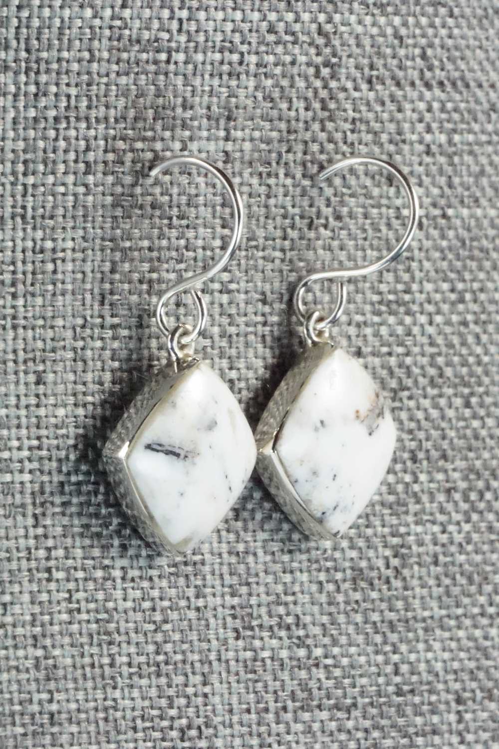 White Buffalo & Sterling Silver Earrings - Cathy Webster