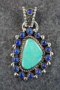 Turquoise, Lapis and Sterling Silver Pendant - Sandra Parkett