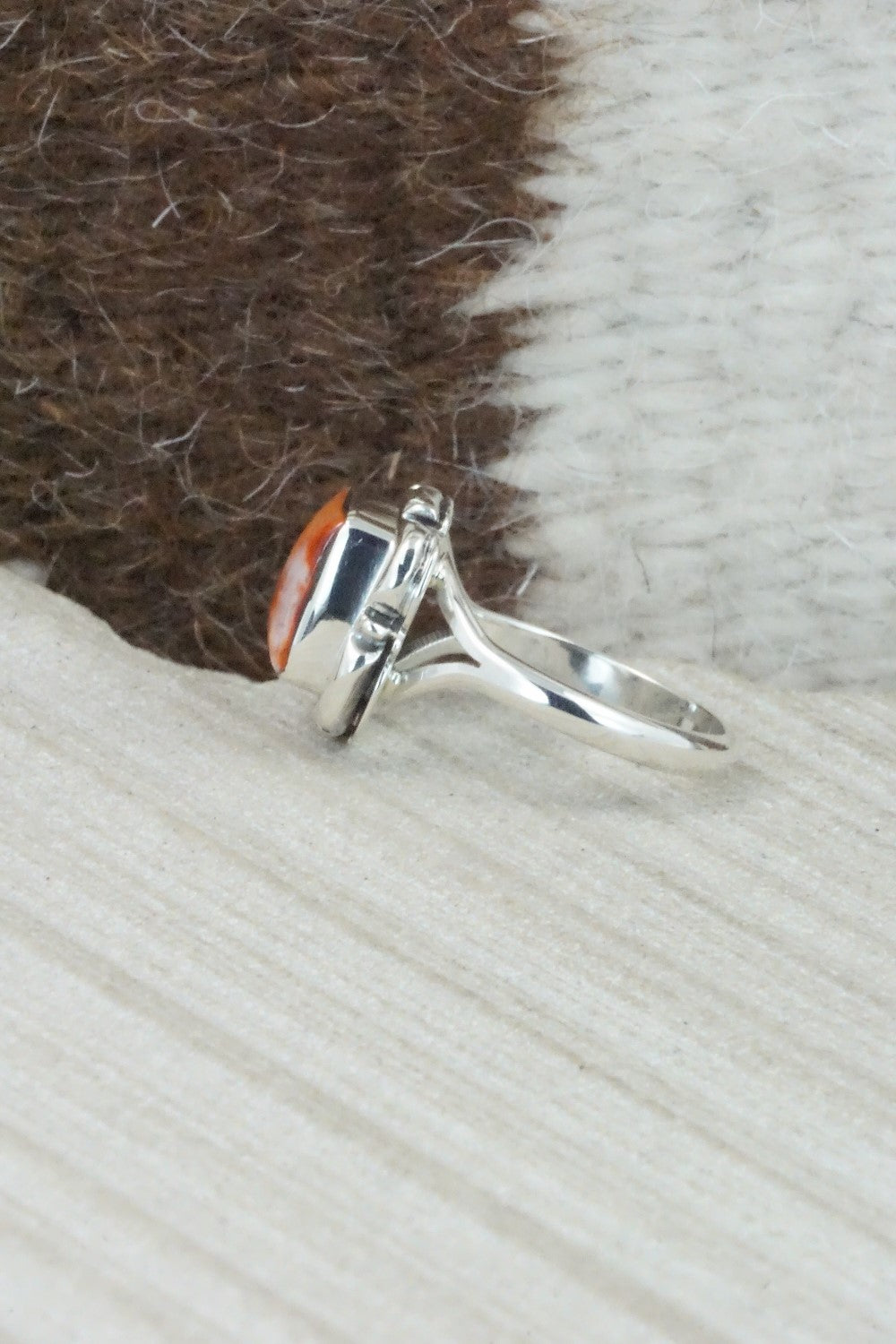 Spiny Oyster & Sterling Silver Ring - Rosie Ross - Size 6.75