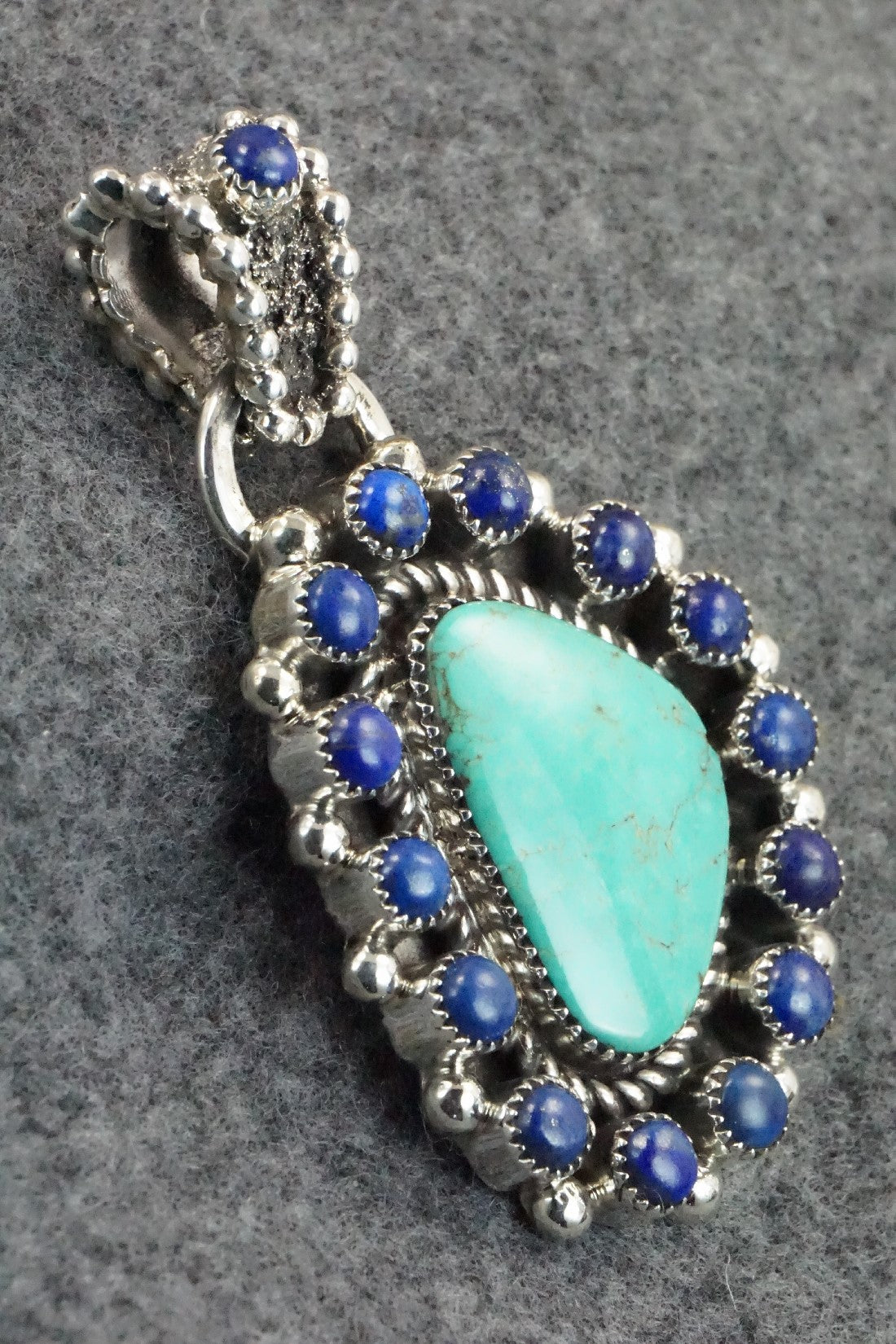 Turquoise, Lapis and Sterling Silver Pendant - Sandra Parkett