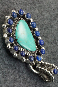 Turquoise, Lapis and Sterling Silver Pendant - Sandra Parkett