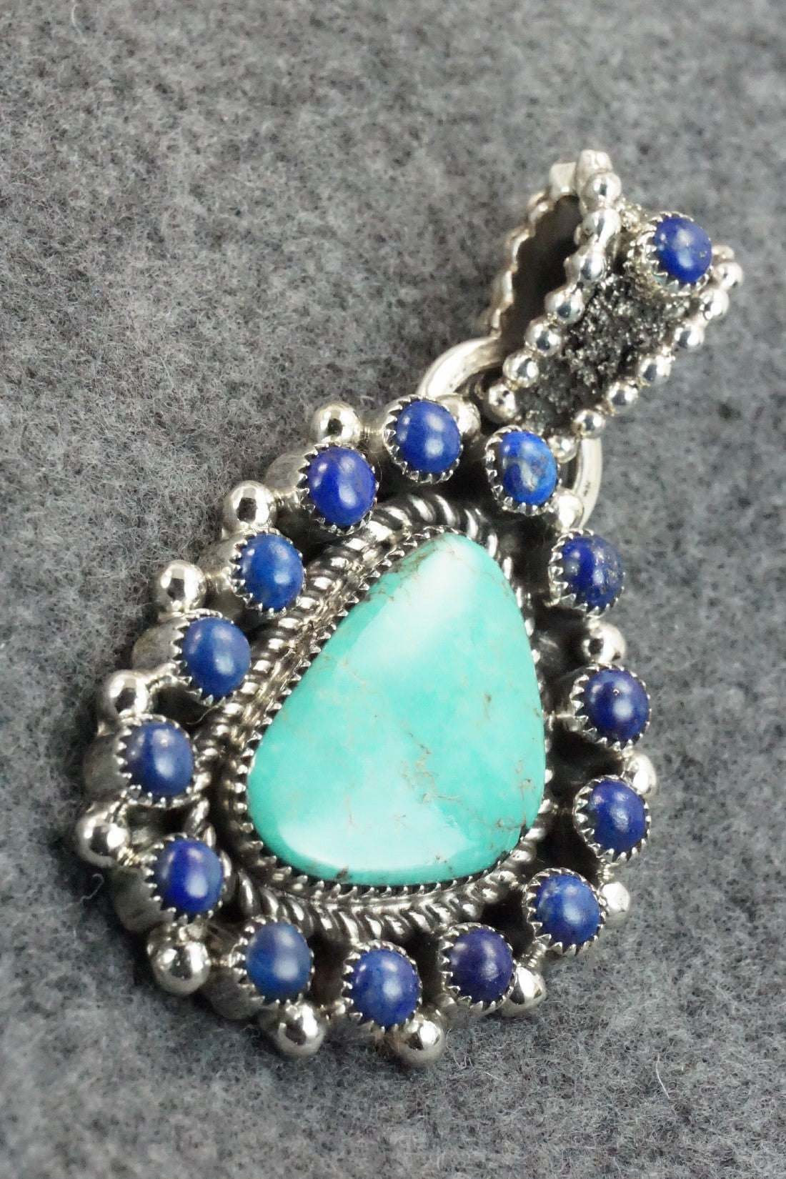 Turquoise, Lapis and Sterling Silver Pendant - Sandra Parkett