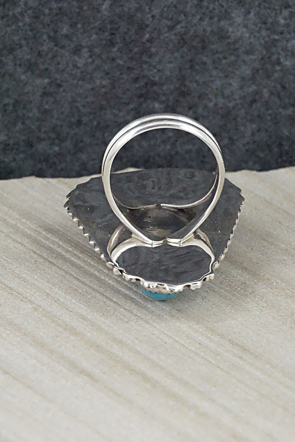 Turquoise & Sterling Silver Ring - Leslie Nez - Size 9.5