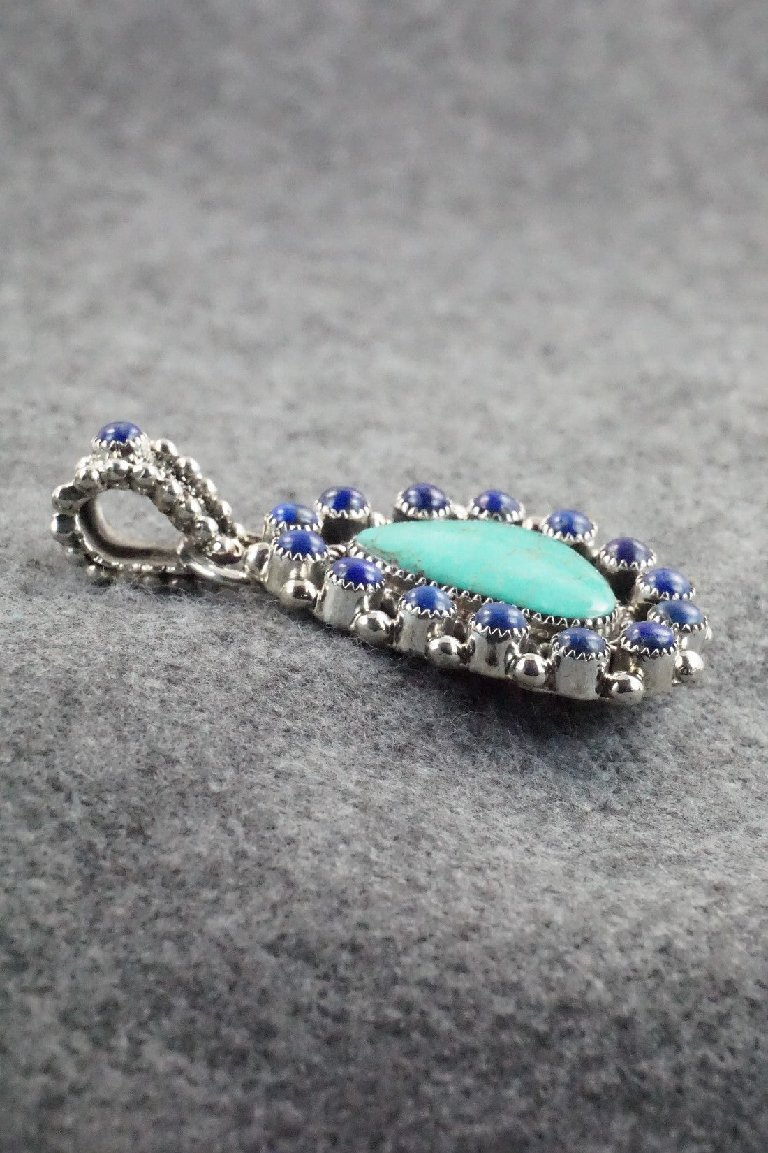 Turquoise, Lapis and Sterling Silver Pendant - Sandra Parkett