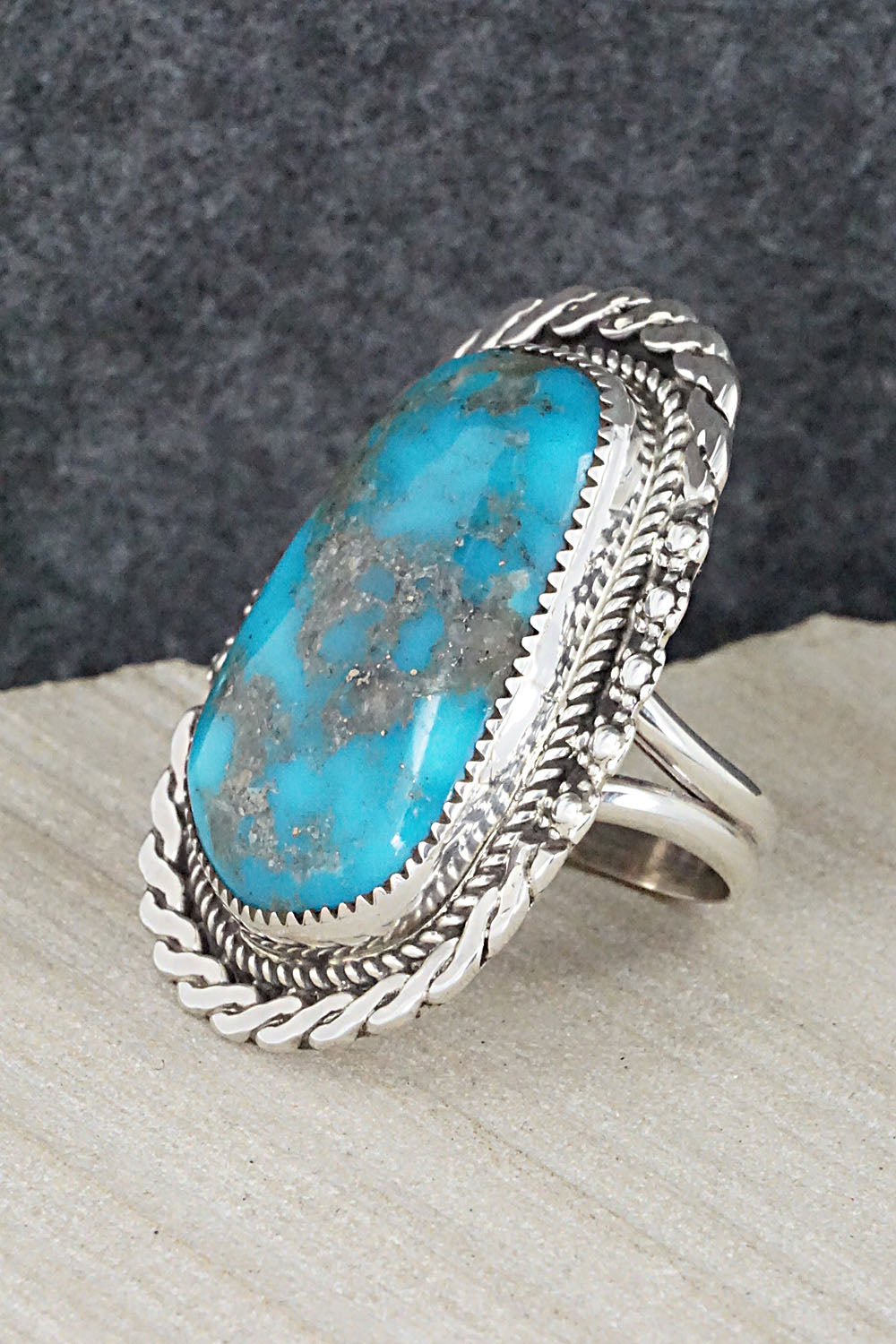 Turquoise & Sterling Silver Ring - Leslie Nez - Size 9.75