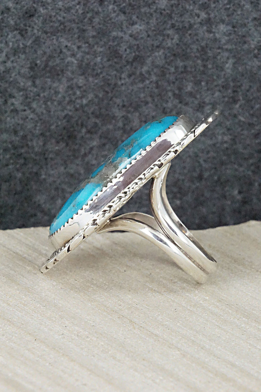 Turquoise & Sterling Silver Ring - Leslie Nez - Size 9.75