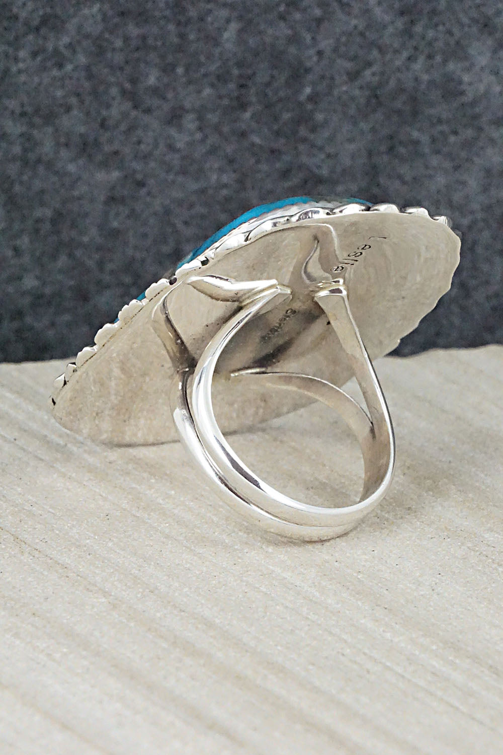 Turquoise & Sterling Silver Ring - Leslie Nez - Size 9.75
