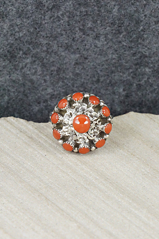 Coral & Sterling Silver Ring - Darlene Webothee - Size 6