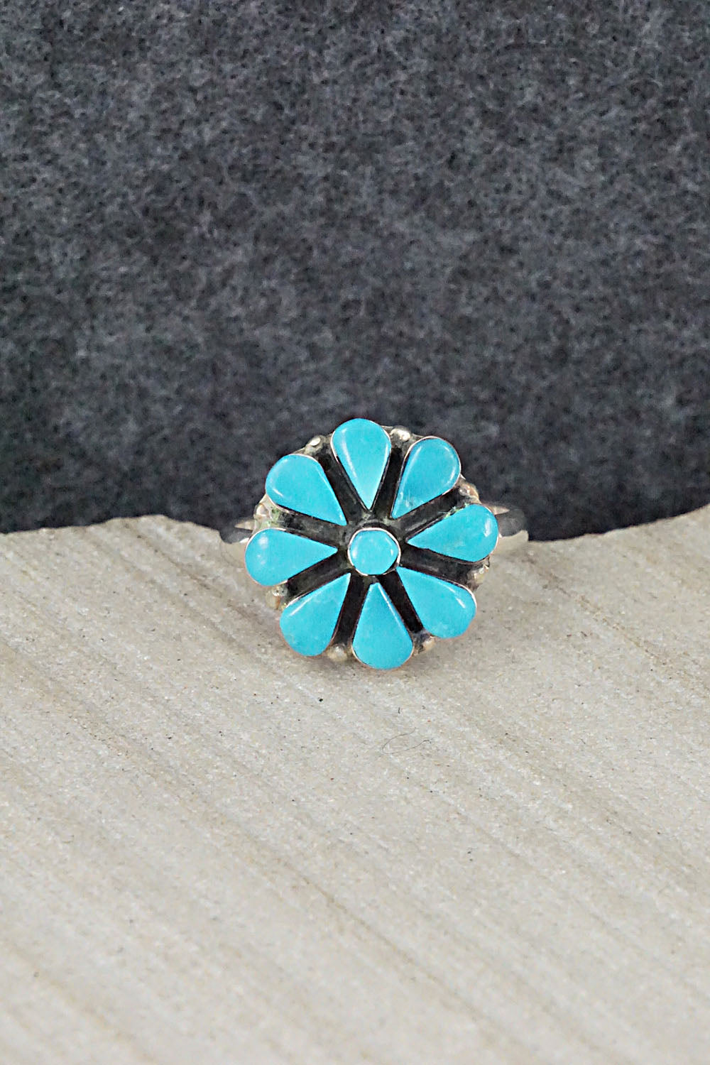Turquoise & Sterling Silver Ring - Arlo Kanteena - Size 7.75