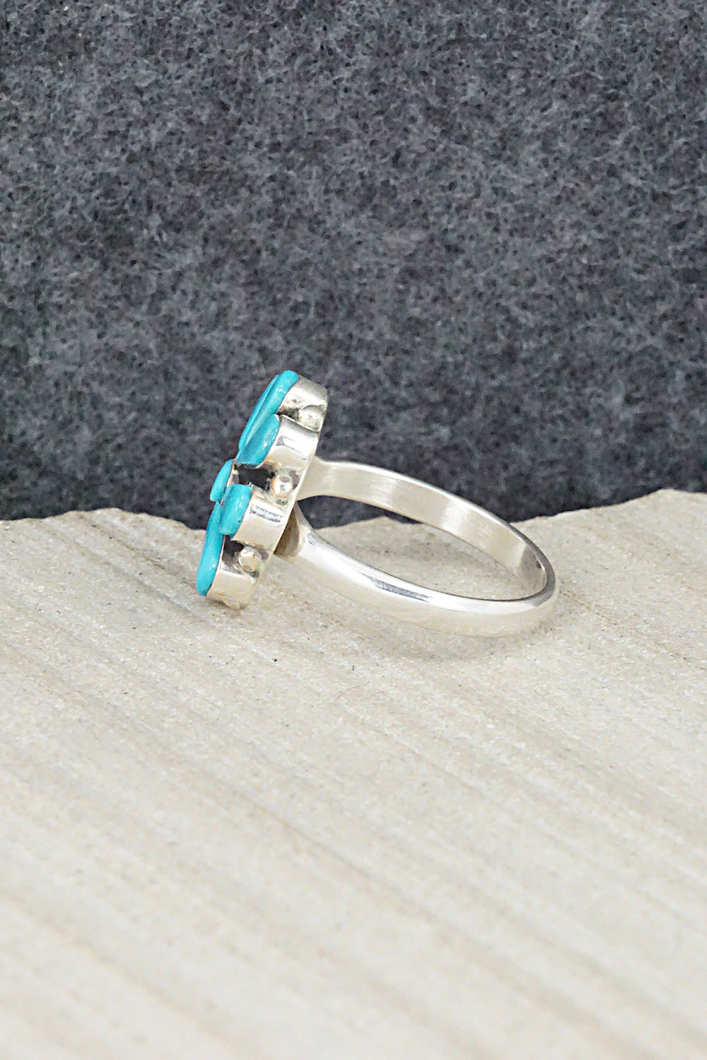 Turquoise & Sterling Silver Ring - Arlo Kanteena - Size 8.75