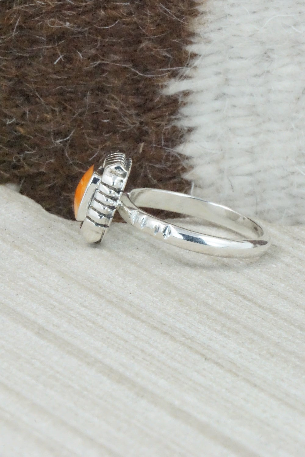 Spiny Oyster & Sterling Silver Ring - Rosie Ross - Size 10.75