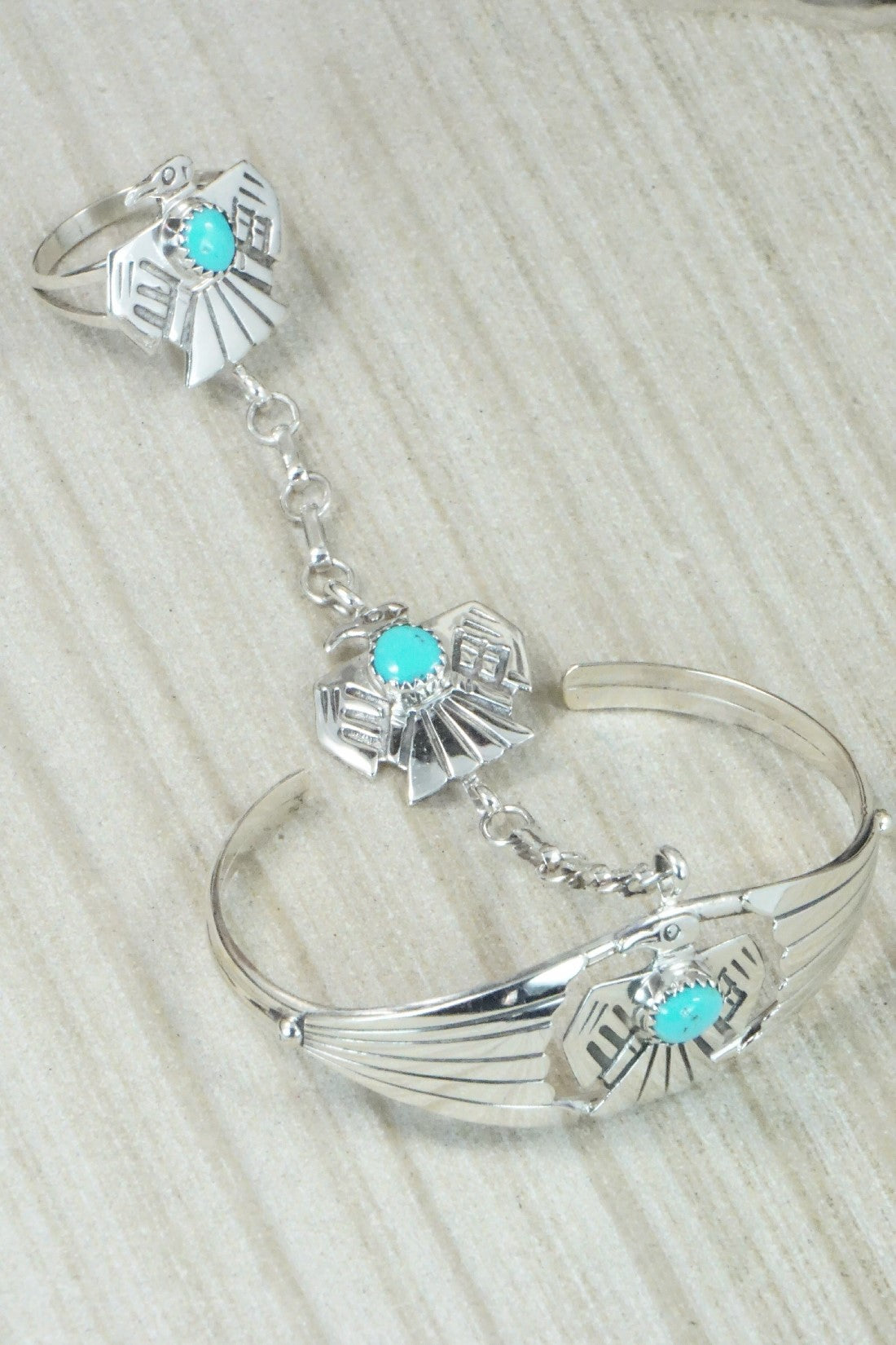 Turquoise & Sterling Silver Princess Bracelet & Ring - Annie Spencer