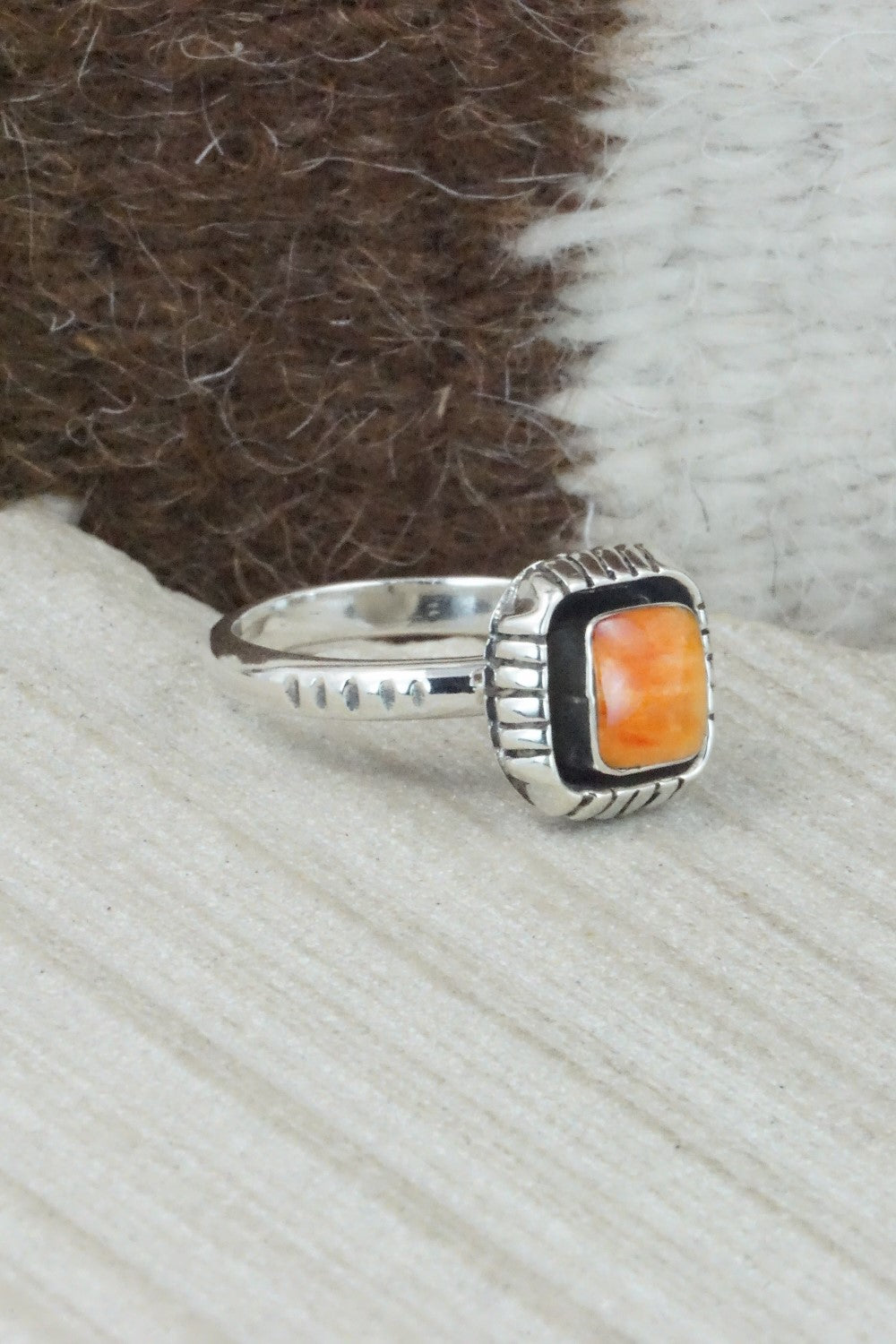 Spiny Oyster & Sterling Silver Ring - Rosie Ross - Size 10.75