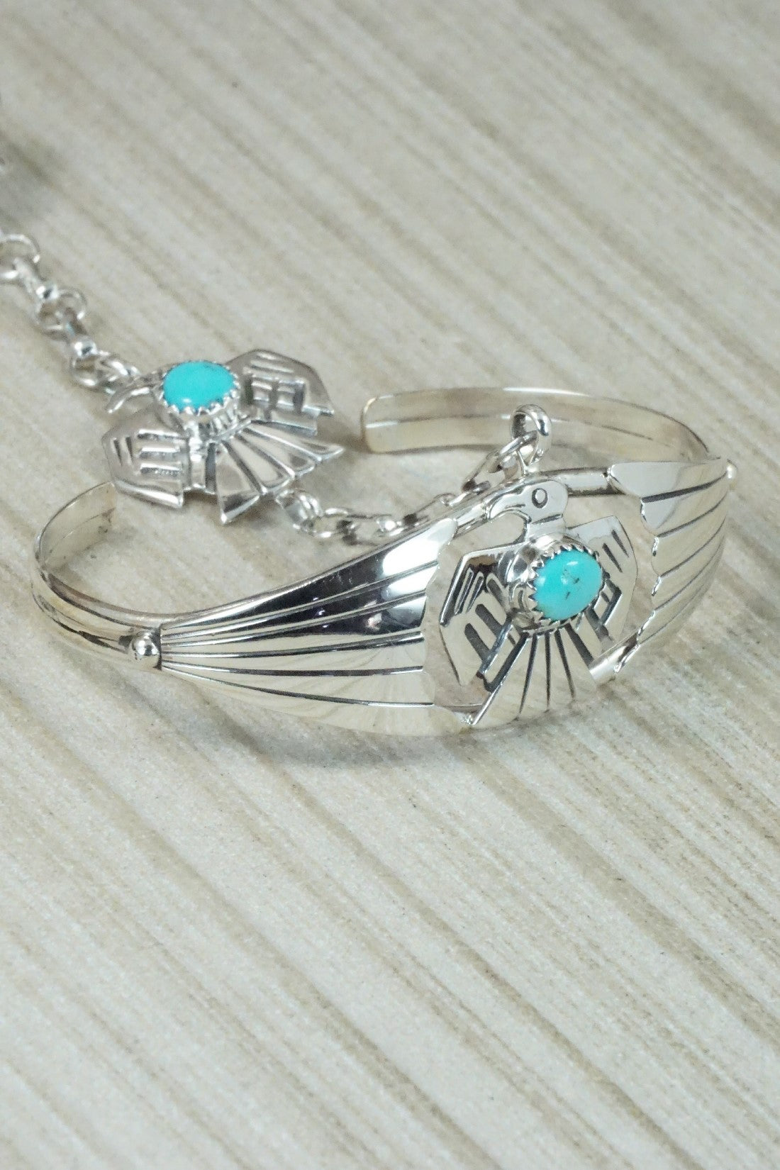 Turquoise & Sterling Silver Princess Bracelet & Ring - Annie Spencer