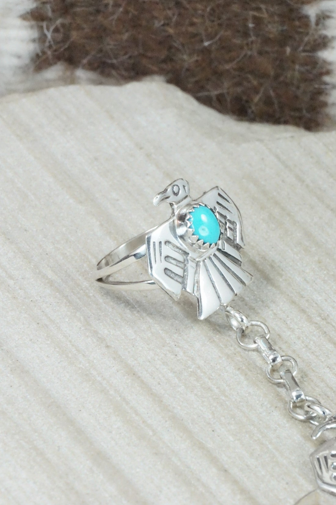 Turquoise & Sterling Silver Princess Bracelet & Ring - Annie Spencer