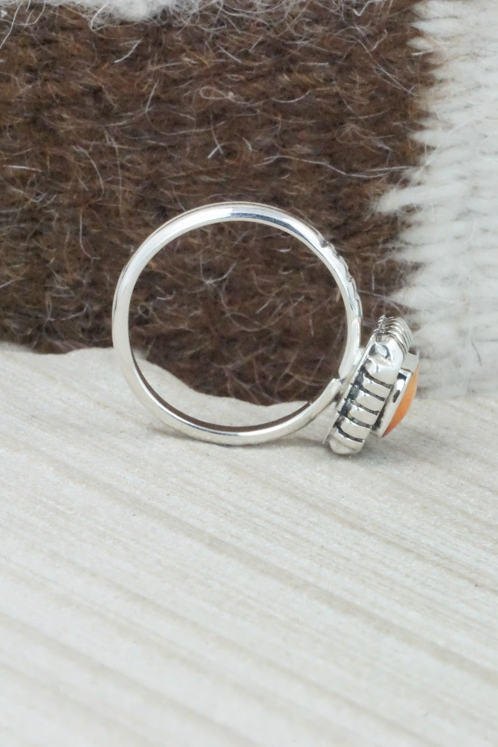 Spiny Oyster & Sterling Silver Ring - Rosie Ross - Size 10.75