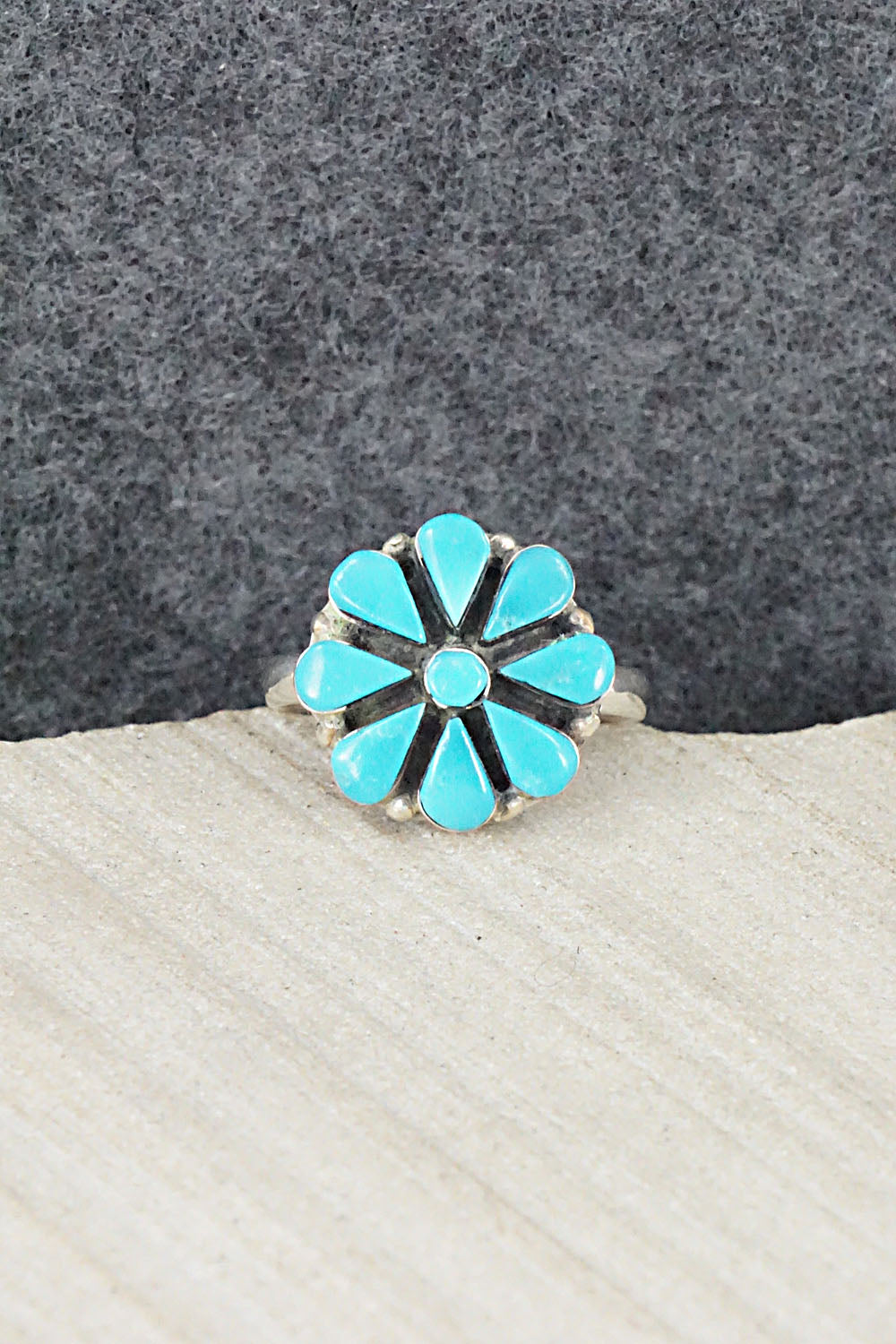 Turquoise & Sterling Silver Ring - Arlo Kanteena - Size 5.75