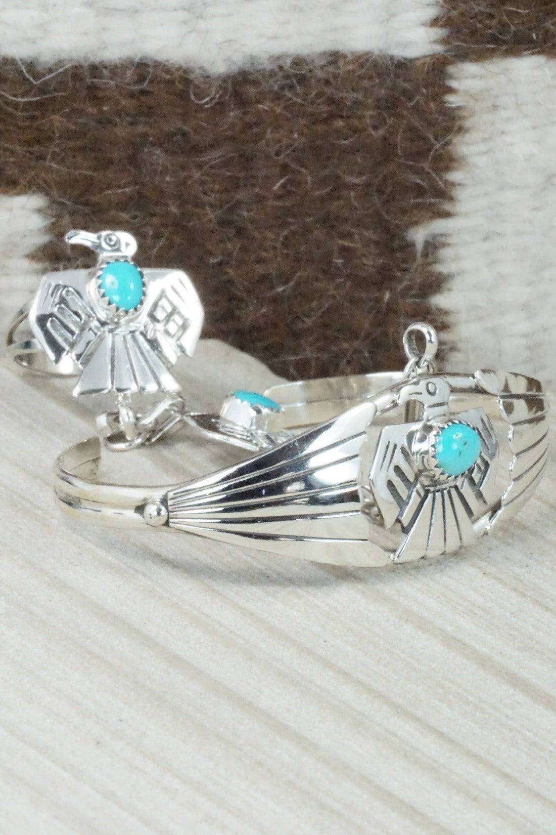 Turquoise & Sterling Silver Princess Bracelet & Ring - Annie Spencer