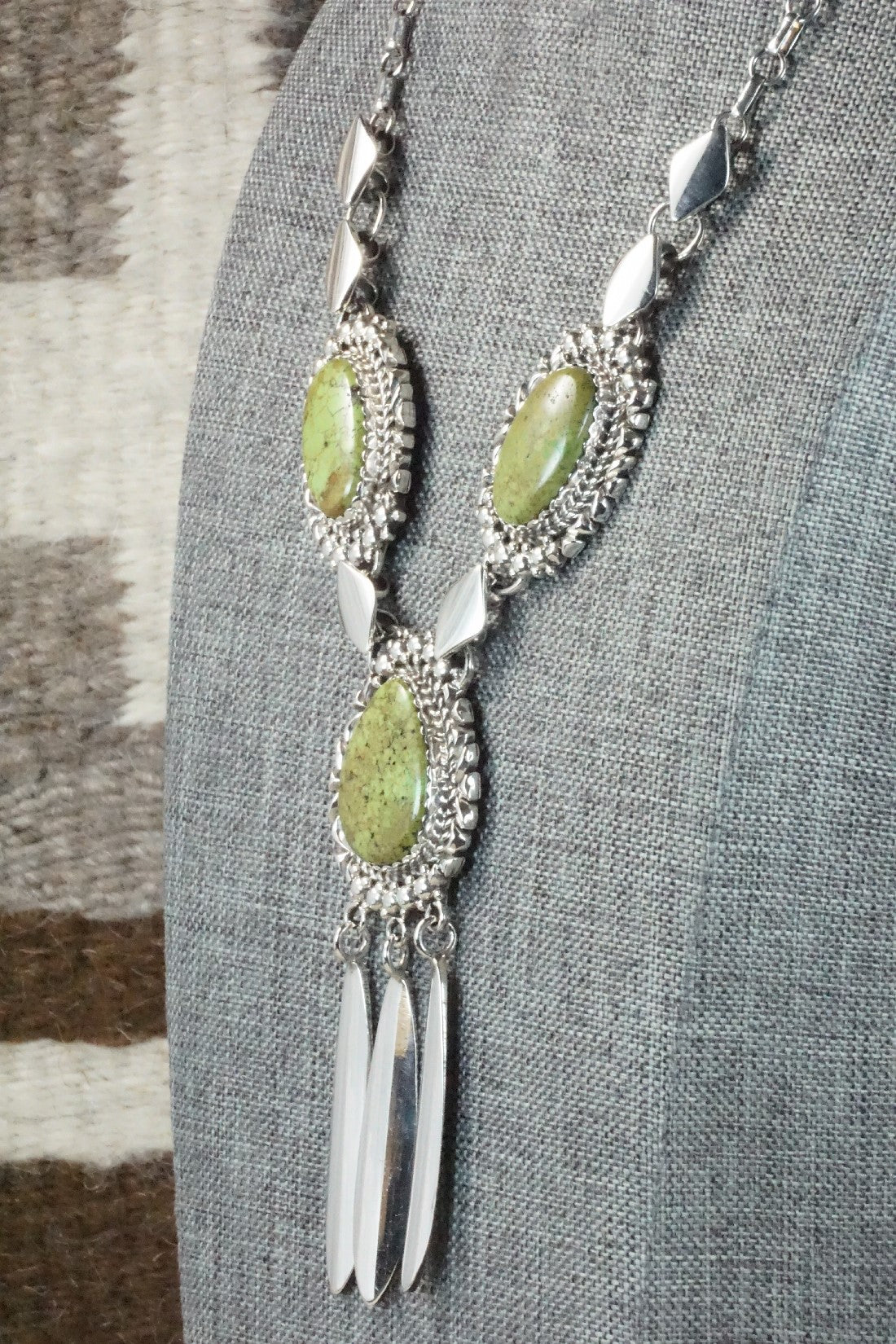 Gaspeite & Sterling Silver Jewelry Set - Thomas Yazzie