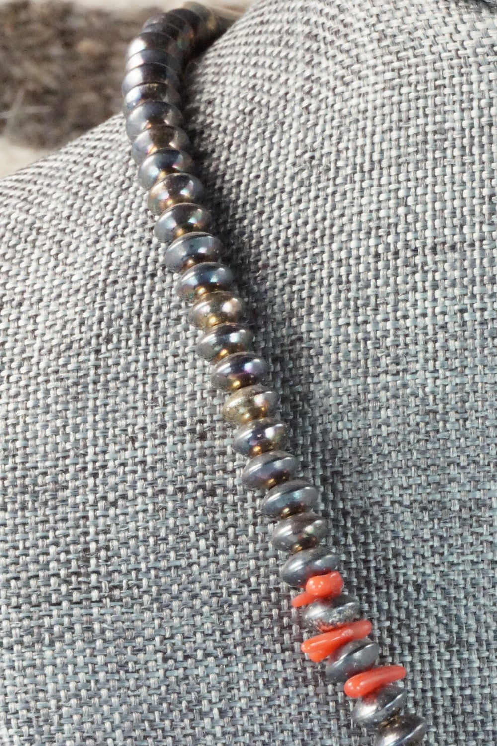 Sterling Silver and Coral Necklace - Navajo