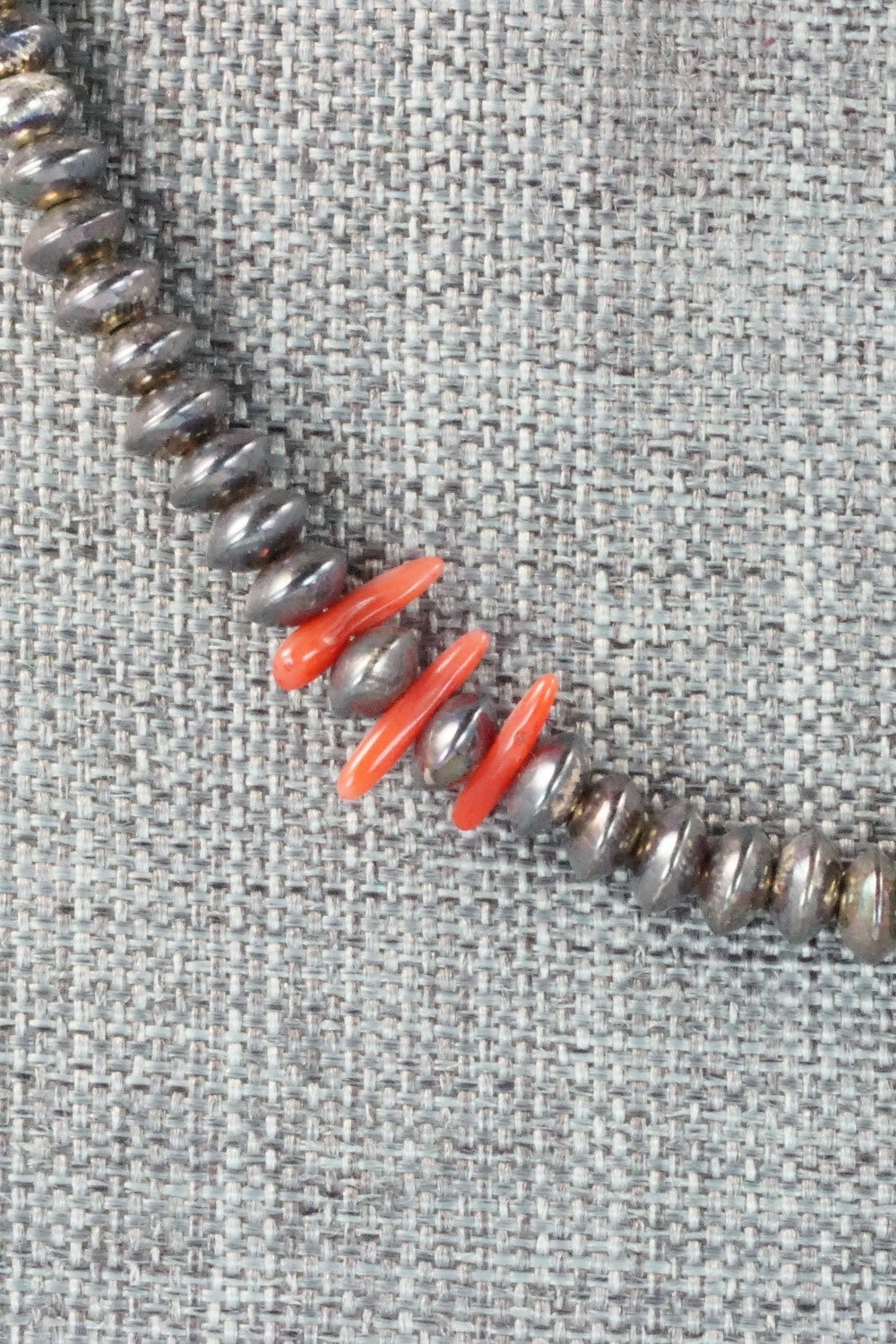 Sterling Silver and Coral Necklace - Navajo