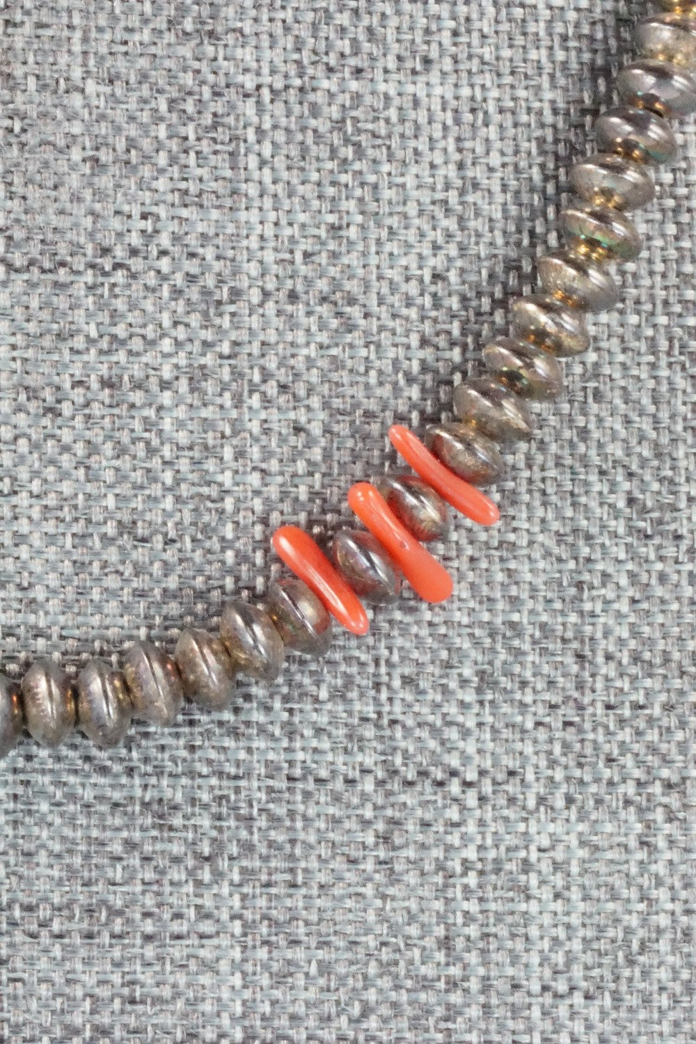Sterling Silver and Coral Necklace - Navajo