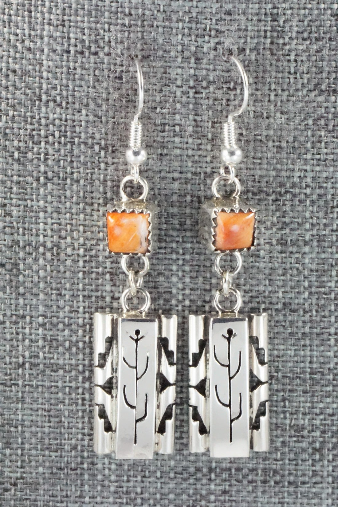 Spiny Oyster & Sterling Silver Earrings - Sandra Parkett