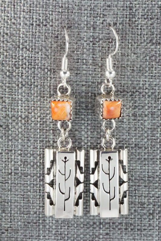 Spiny Oyster & Sterling Silver Earrings - Sandra Parkett