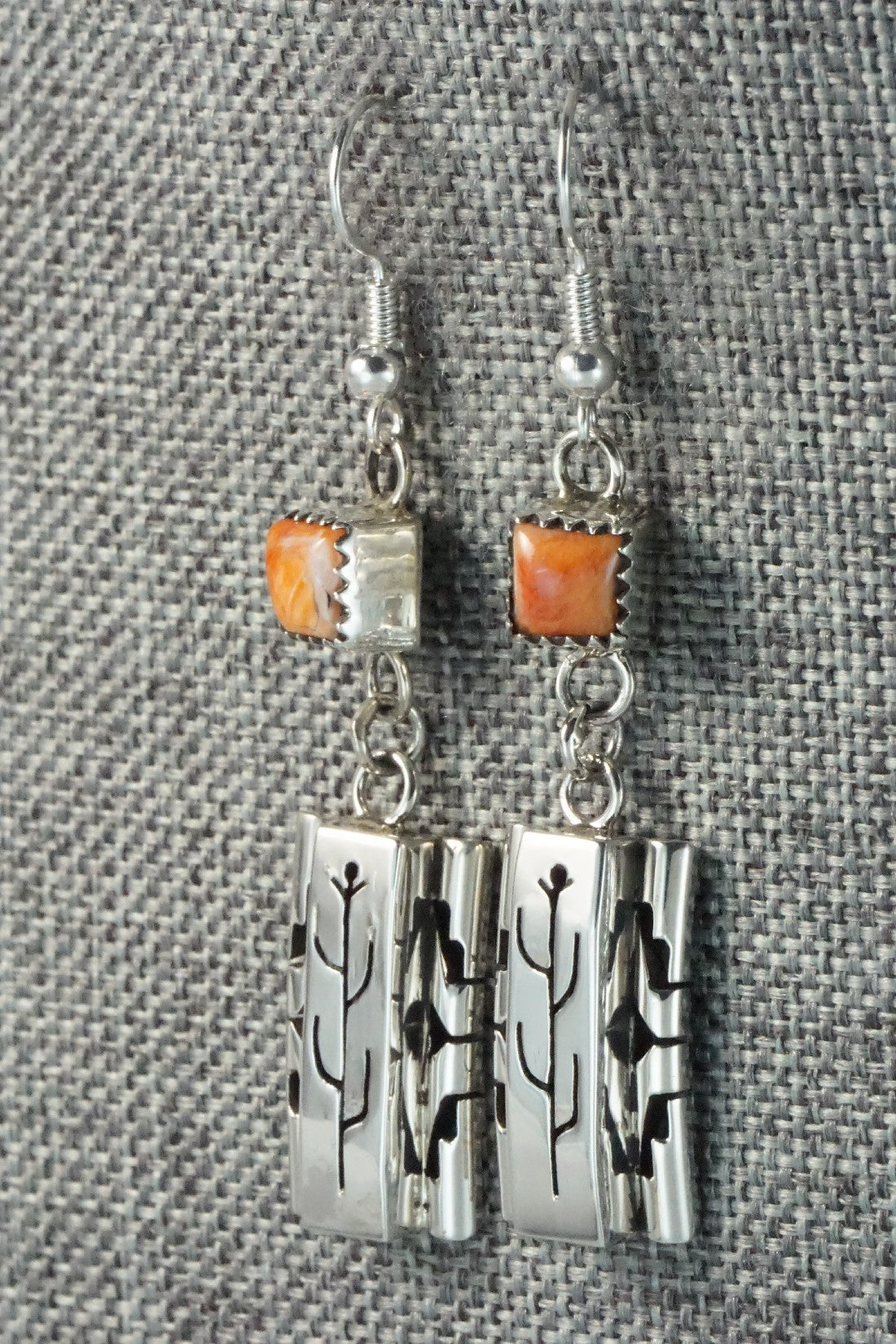 Spiny Oyster & Sterling Silver Earrings - Sandra Parkett