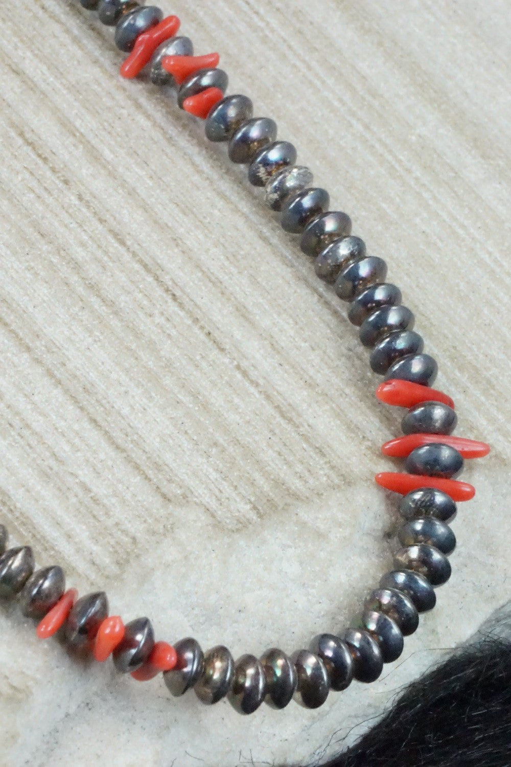 Sterling Silver and Coral Necklace - Navajo