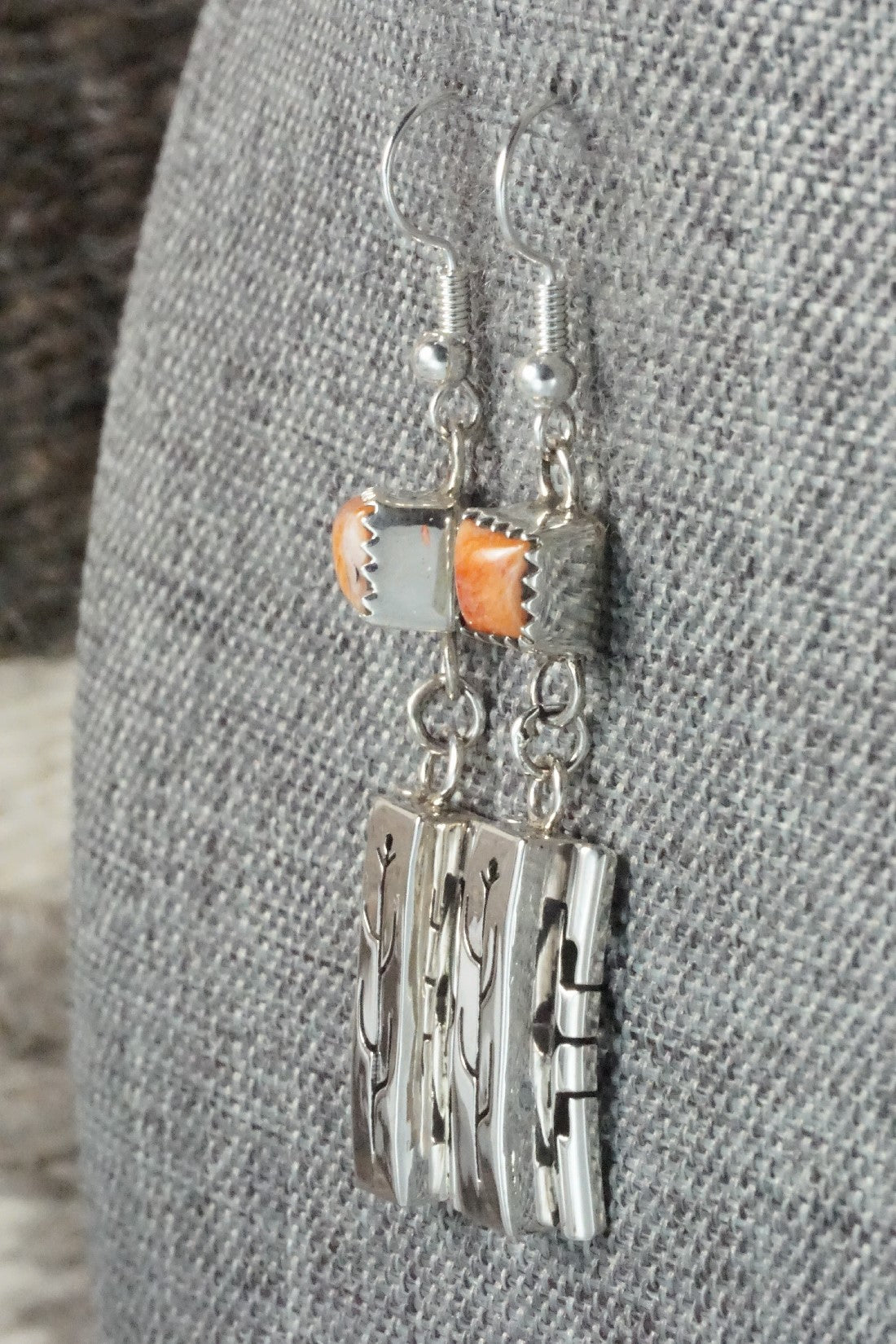 Spiny Oyster & Sterling Silver Earrings - Sandra Parkett