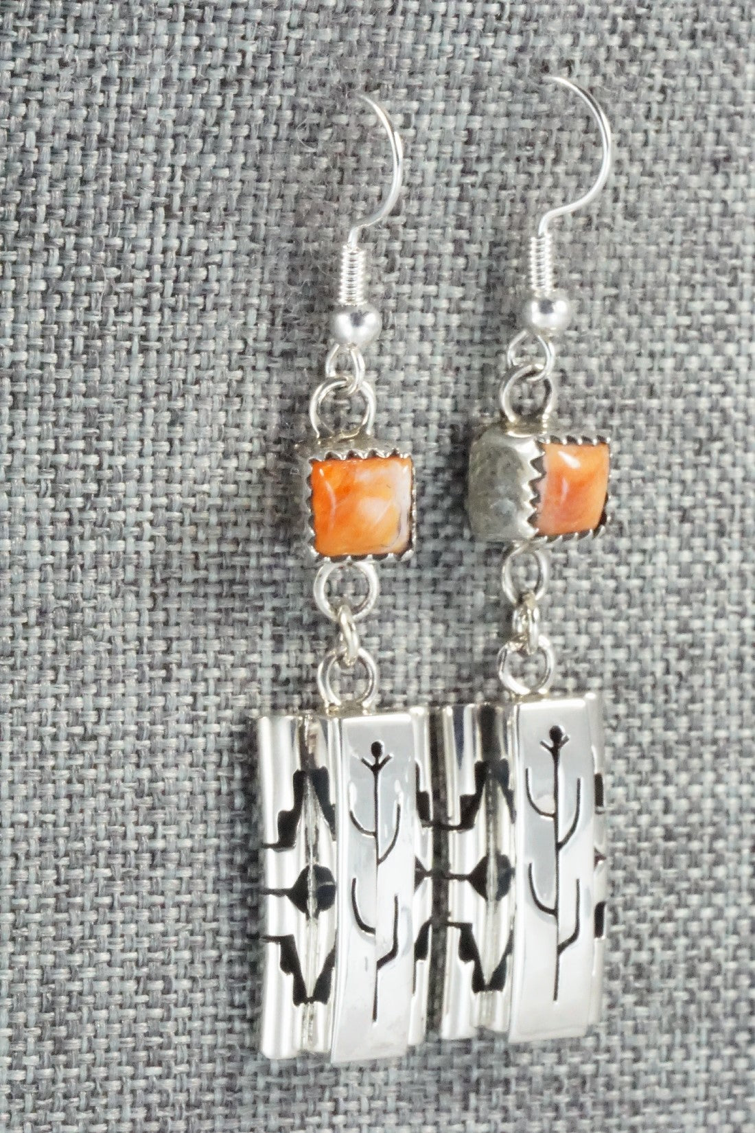 Spiny Oyster & Sterling Silver Earrings - Sandra Parkett