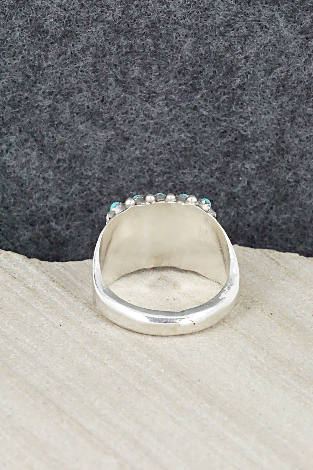 Turquoise & Sterling Silver Ring - April Haloo - Size 5.5