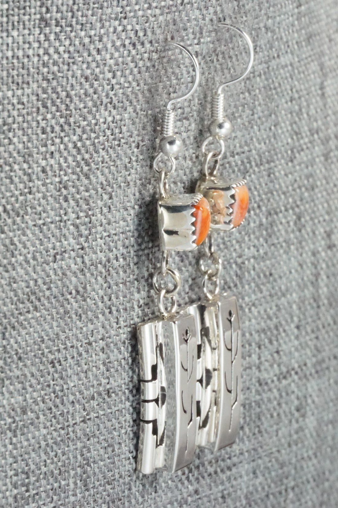 Spiny Oyster & Sterling Silver Earrings - Sandra Parkett