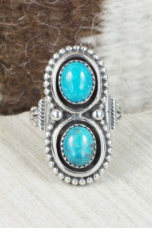 Turquoise & Sterling Silver Ring - Roie Jaque - Size 8.75