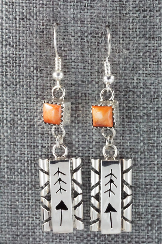 Spiny Oyster & Sterling Silver Earrings - Sandra Parkett