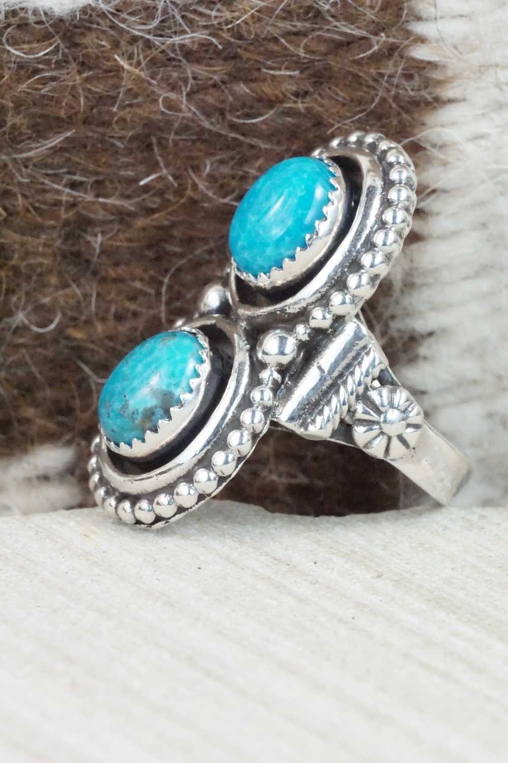 Turquoise & Sterling Silver Ring - Roie Jaque - Size 8.75