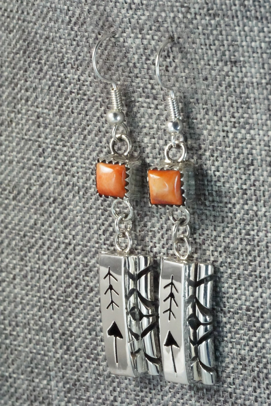 Spiny Oyster & Sterling Silver Earrings - Sandra Parkett